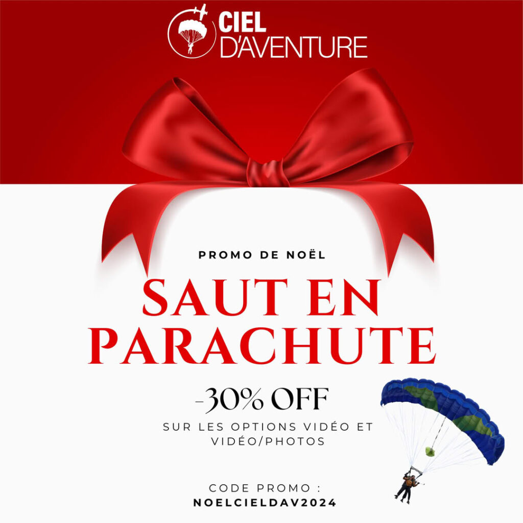 promo de Noel photo et video sur le saut en parachute